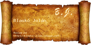 Blaskó Jolán névjegykártya